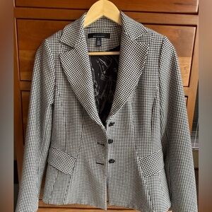 WHBM Signature Blazer, Black with White Gingham, Size 4 (pant listed separately)